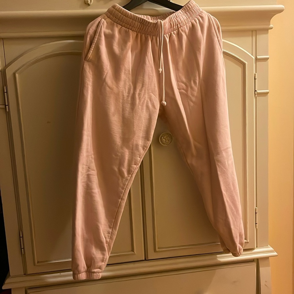 Garage sweatpants/joggers - pink with pockets, elastic waist, drawstring